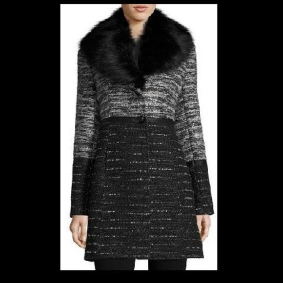 New 3 Season Boucle Coat Jacket wRmvble Fur Collar - Picture 1 of 9